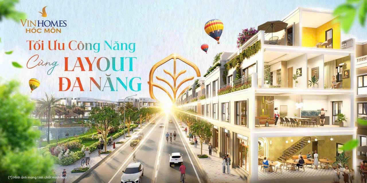 Layout nhà phố vinhomes hóc môn